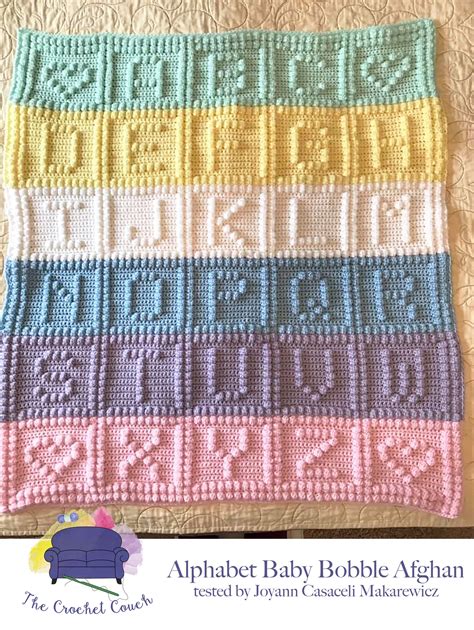 Alphabet Baby Afghan Bobble Stitch Crochet Pattern, Written Row by Row, Color Counts, Instant ...