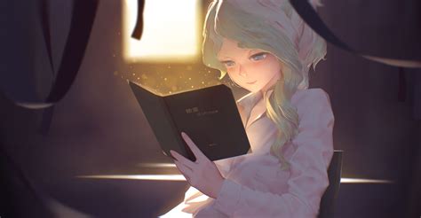 Anime Girl Reading Books Wallpapers - Wallpaper Cave