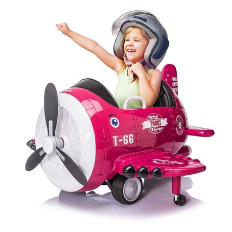 TOBBI 12-Volt Kids Electric Ride On Car Toy Airplane Vehicle with Remote Control in Pink ...