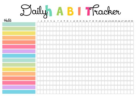 Free Colorful Print - Daily Habit Tracker | Colorful Zone