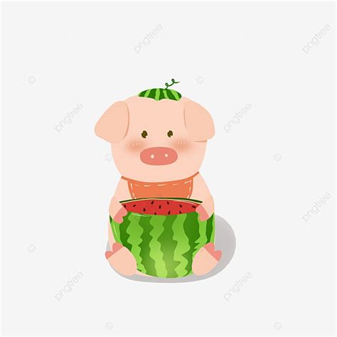 Eat Watermelon PNG Image, Cute Little Pig Eats Watermelon, Piglet, Eating Watermelon, Pigs Eat ...