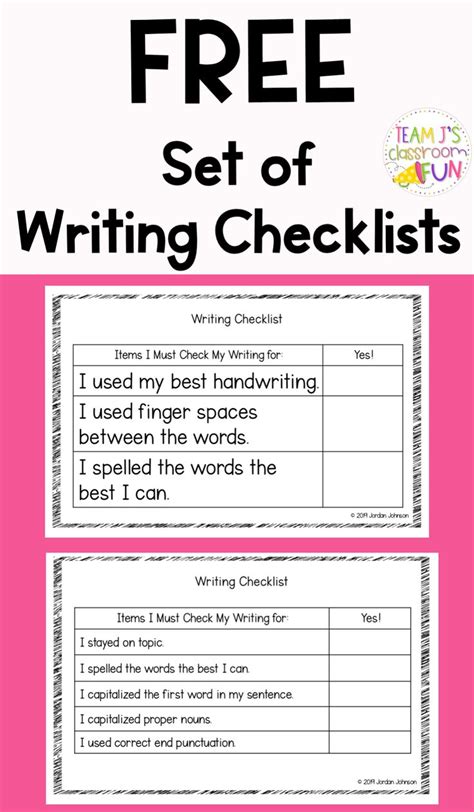 First Grade Writing Skills Checklist