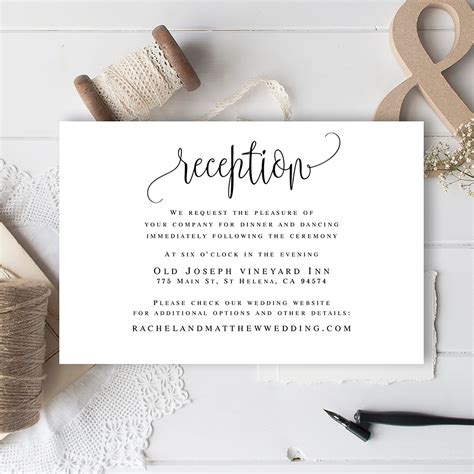 Reception card template Wedding insert templates Editable pdf | Etsy