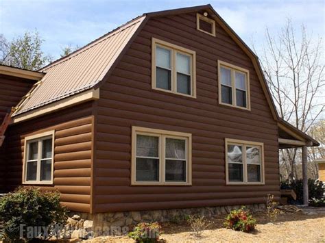 Log Home Siding: All Style, No Hassle | Faux Wood Workshop | Log cabin vinyl siding, Window trim ...