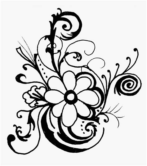 Black And White Flower Border Clipart - Floral Border Designs Clip Art Black N White, HD Png ...