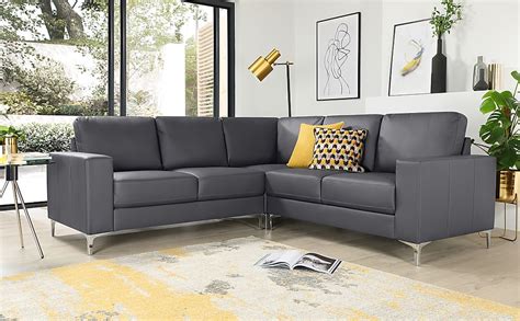 Baltimore Corner Sofa, Grey Classic Faux Leather Only £899.99 | Furniture And Choice