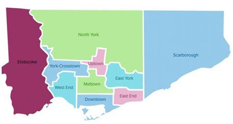 Toronto neighbourhoods map - Map of Toronto neighbourhoods (Canada)