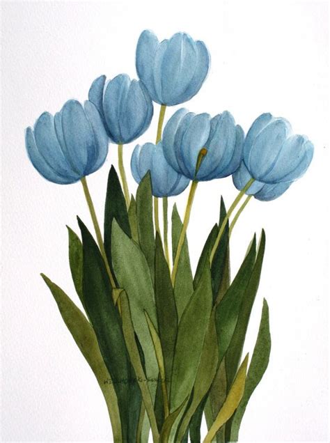 Turquoise Blue Tulips Original Watercolor Painting | Etsy | Pinturas florales, Pinturas pequeñas ...