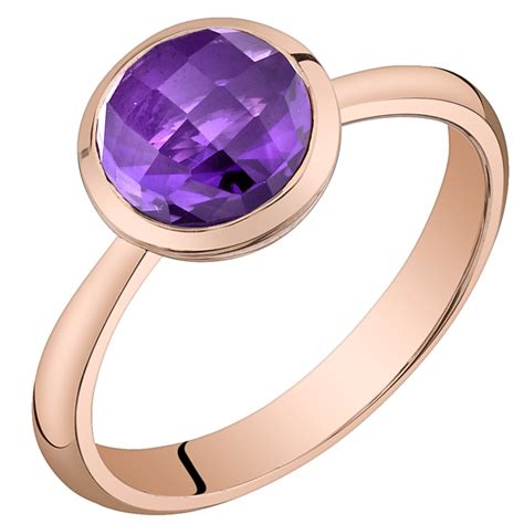 14k Rose Gold Amethyst Solitaire Ring 1.5 ct | Peora.com