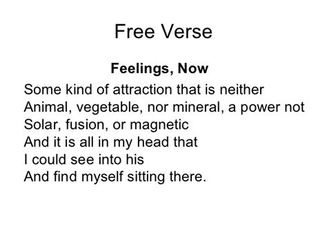 Examples of free verse Poems