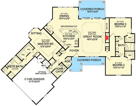 Rustic Angled Ranch Home Plan - 3877JA | Architectural Designs - House Plans