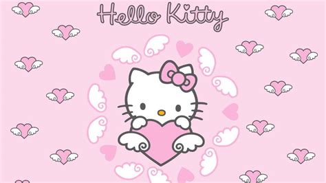 Download Pink Hello Kitty Heart With Wings Wallpaper | Wallpapers.com