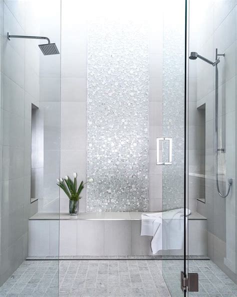 Picture Of sparkling silver shower tiles