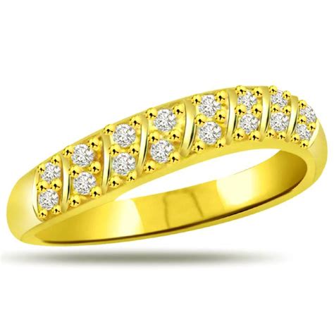 Yellow Gold Diamond Eternity Rings, 18k Engagement Rings - Surat Diamond