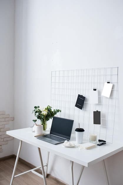 Premium Photo | Stylish white professional office interior minimalist loft workspace