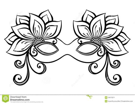 Masquerade Mask Template Sketch Coloring Page