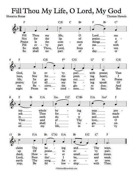 Free Lead Sheet – Fill Thou My Life, O Lord, My God – Michael Kravchuk