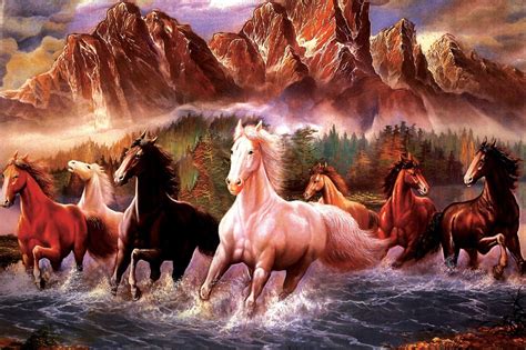 Download Seven Horses Painting 589 Fine Art Print (24 Inch X - Running Seven Horses On Itl.cat