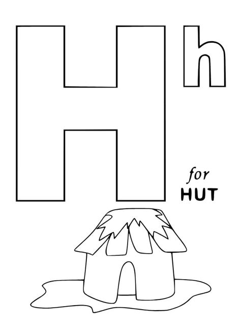 Letter H is For Hut coloring page - Download, Print or Color Online for Free