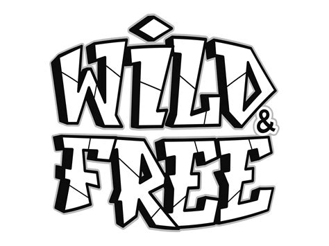 Wild and free word graffiti style letters.Vector hand drawn doodle cartoon logo illustration ...