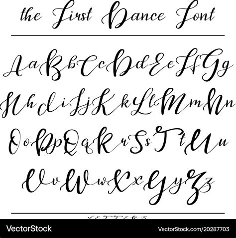 Handwritten calligraphy font alphabet Royalty Free Vector