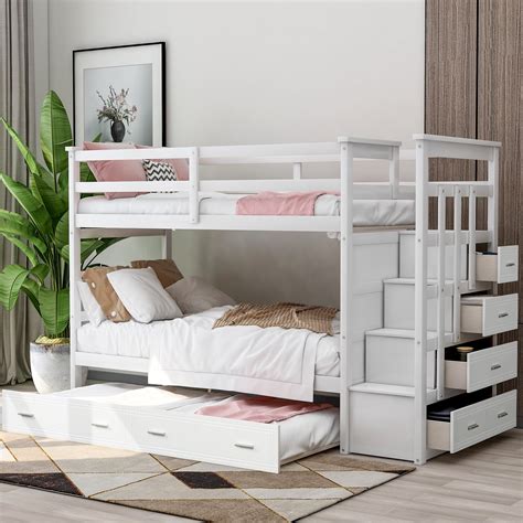 Bunk Beds Twin Over Twin : Walker Edison Furniture Company Solid Wood Twin Over Twin Mission ...