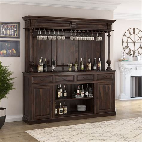 Nahant Rustic Solid Wood 4 Drawer Dining Room Bar Buffet with Hutch