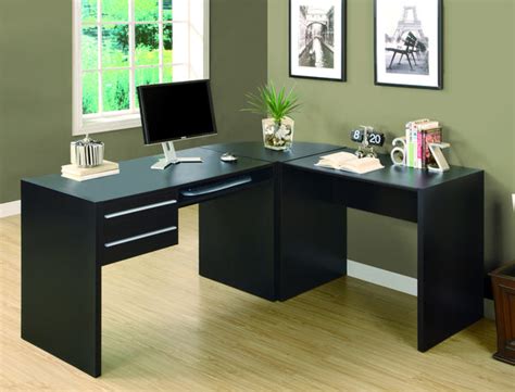 Modern Cappuccino L-Shaped Desk with Two Drawers & Keyboard Tray – ComputerDesk.com