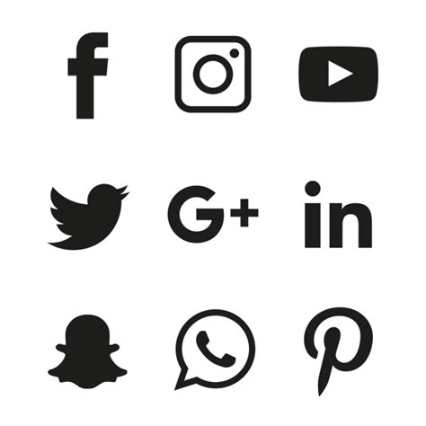 Social Media Black Icons Set, Social Media Drawing, Social Icons, Black Icons PNG and Vector ...