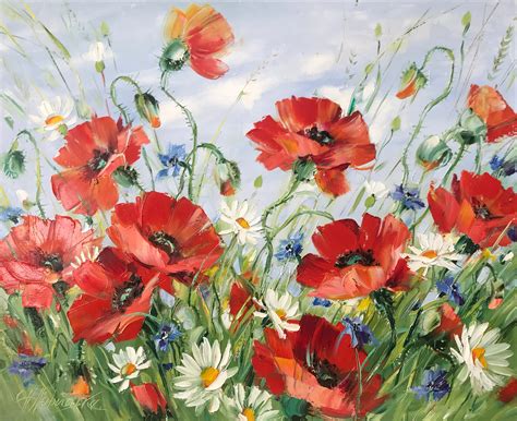 Poppy Field Oil Painting Original Art Work Red Poppies - Etsy