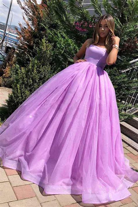 Light Purple Ball Gown Prom Dresses Spaghetti Straps Long Formal Eveni – Laurafashionshop