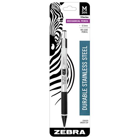 Zebra Pen M-301 mechanical pencil, 0.5mm, HB graphite, black grip, 1-pack - Walmart.com ...