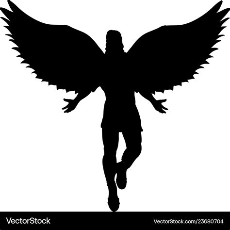 Flying man angel silhouette mythology symbol Vector Image