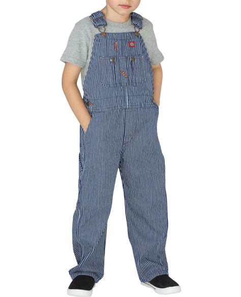 Blue White Hickory Stripe Toddler Denim Bib Overalls | Dickies