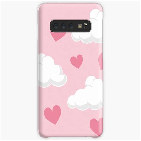 hearts and clouds pattern, cute for kids girl, pink Samsung Galaxy Phone Case by Barhoud1417 ...