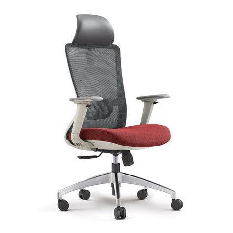 Modern Gray & Red Mesh Office Chair with Swivel & Adjustable Height Back | Homary