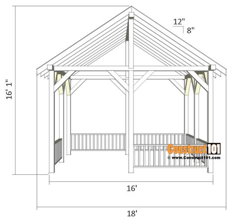 Pavilion Plans 14x16 DIY Free Outdoor Projects - Construct101