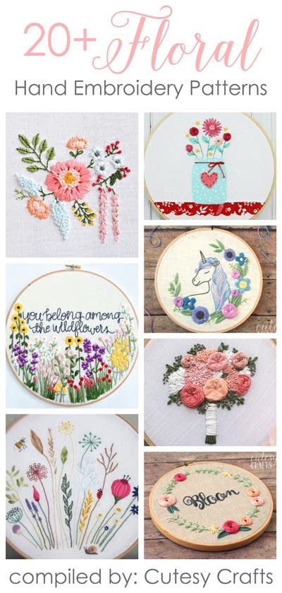 20+ Flower Embroidery Patterns - Cutesy Crafts