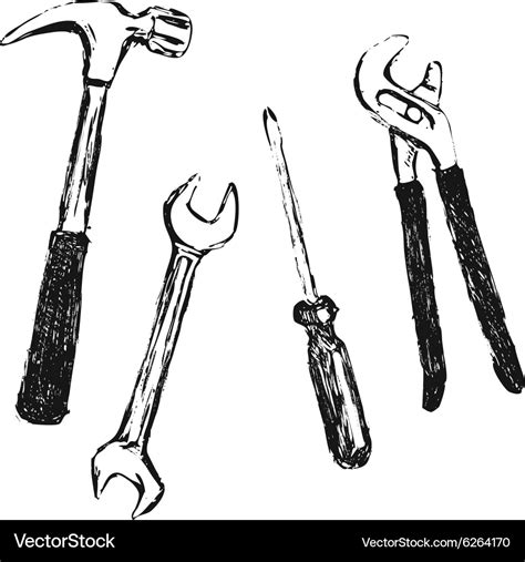 Hand sketch work tool Royalty Free Vector Image