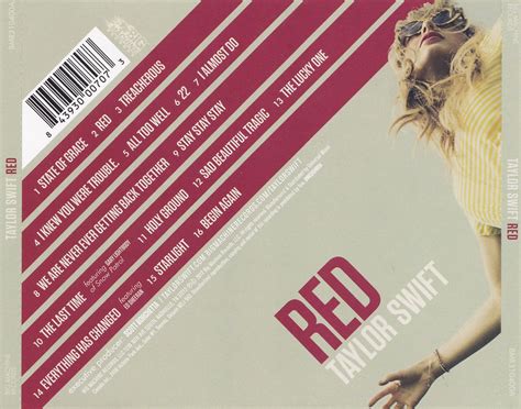 Carátula Trasera de Taylor Swift - Red - Portada