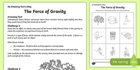 Force of Gravity Worksheet | Primary Resources Gravity