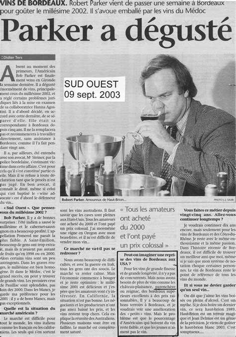 Robert Parker – Sud-Ouest – 2003 – Château de Parenchère