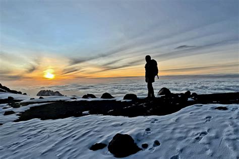 When is there snow on the summit of Kilimanjaro?