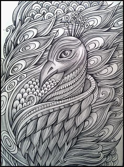 PEACOCK on Behance | Peacock coloring pages, Zentangle drawings, Mandala design art