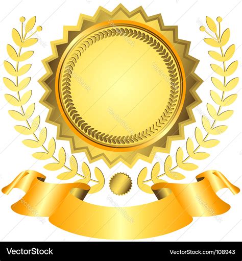 Golden award with ribbon Royalty Free Vector Image