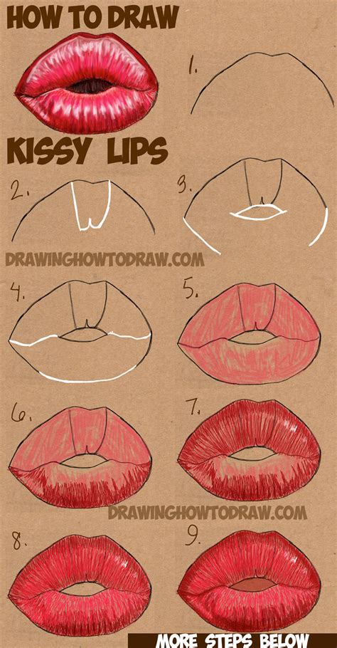 How to Draw Kissy Kissing Puckering Sexy Lips – How to Draw Step by Step Drawing Tutorials