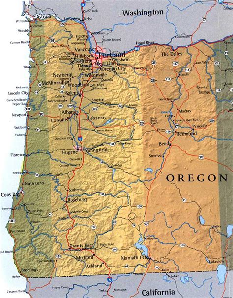 Map of Western Oregon, USA