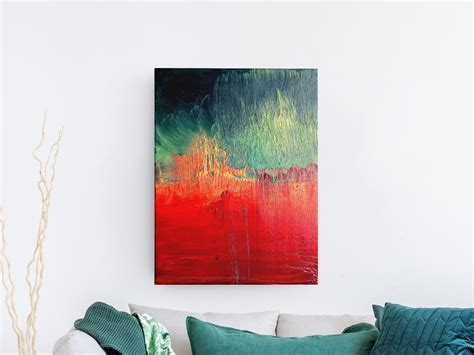 Red and Green Abstract Oil Painting Print on Canvas - Etsy