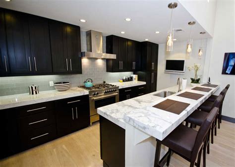 Carrara Marble Countertops Dark Cabinets For Kitchens