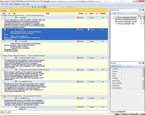 Process Automation Checklist - To Do List, Organizer, Checklist, PIM, Time and Task Management ...